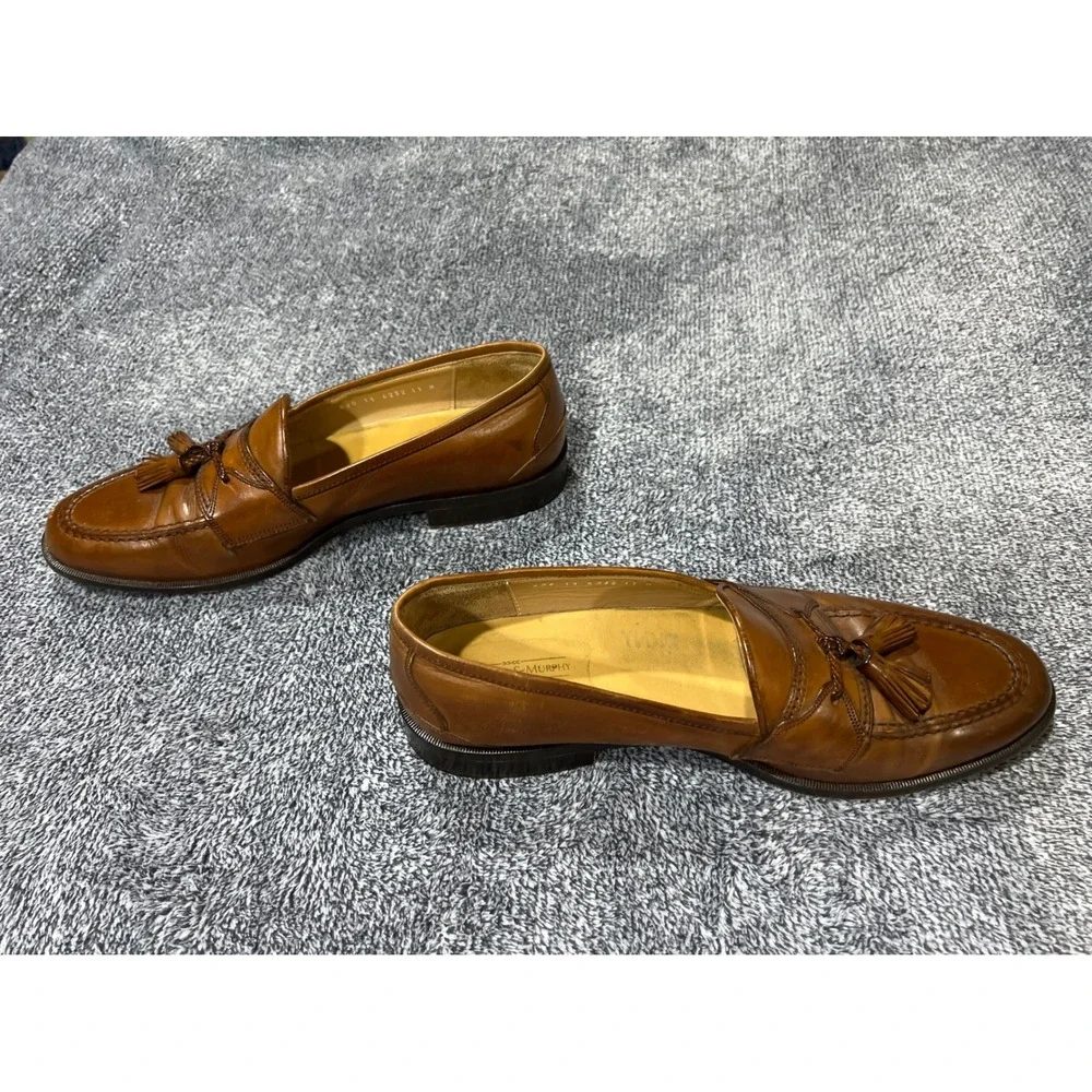 Johnston & Murphy Cellini MensTan Leather Tassel Loafers Made in Italy Size 11.5